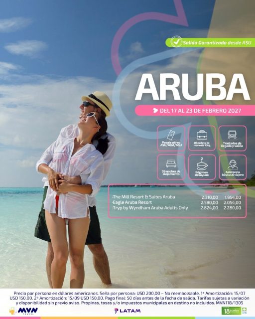 Flyer del viaje a Aruba