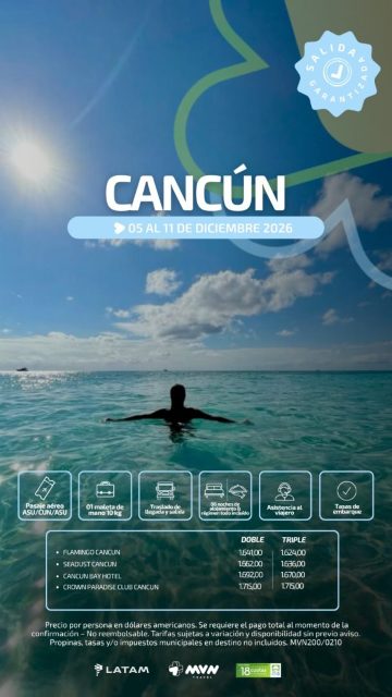 Flyer del viaje a Cancún
