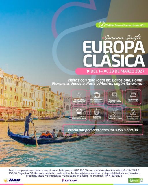 Flyer del viaje a Europa Clásica